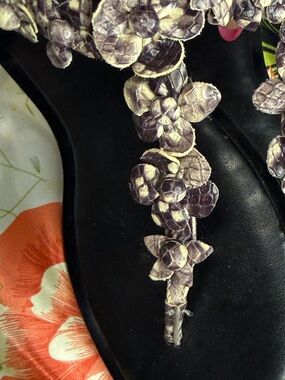 Michael Kors Floral Braided Strap Sandals - Purple/Cream